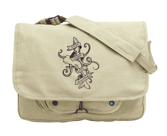 Battle of the Sea Embroidered Canvas Messenger Bag