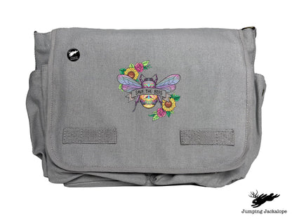 Save the Bees Embroidered Messenger Bag