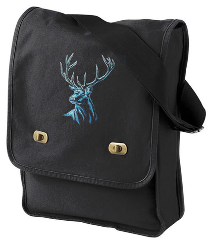 Moonlight Stag Embroidered Canvas Field Bag
