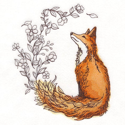 Flower Tailed Fox Embroidered Canvas Field Bag