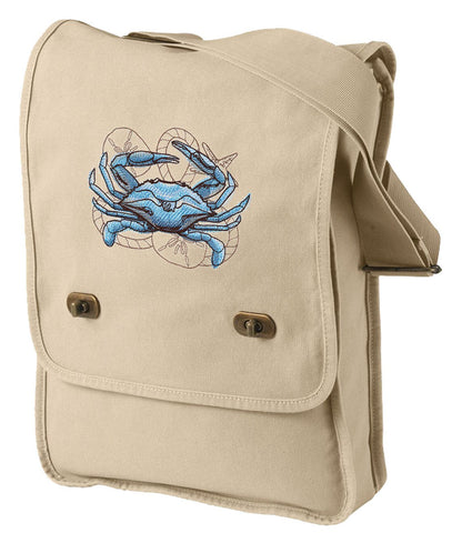 Nauticus Crab Embroidered Canvas Field Bag