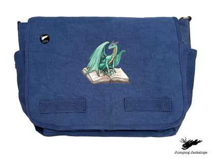 Novel Fantasy Dragon Embroidered Classic Canvas Messenger Bag