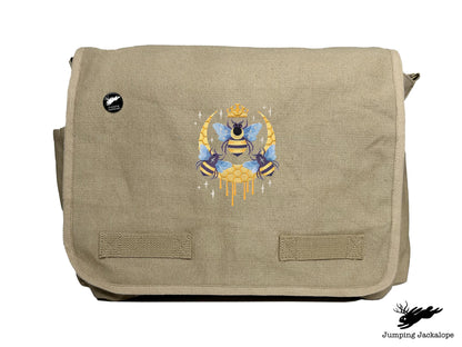Queen Beehive Embroidered Messenger Bag