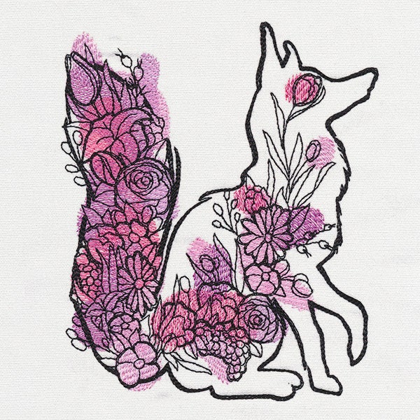 Floral Fox Embroidered Canvas Messenger Bag