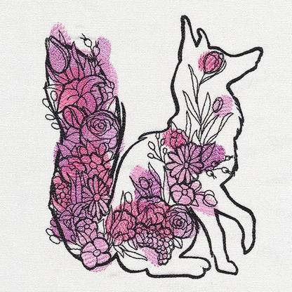 Floral Fox Embroidered Canvas Messenger Bag