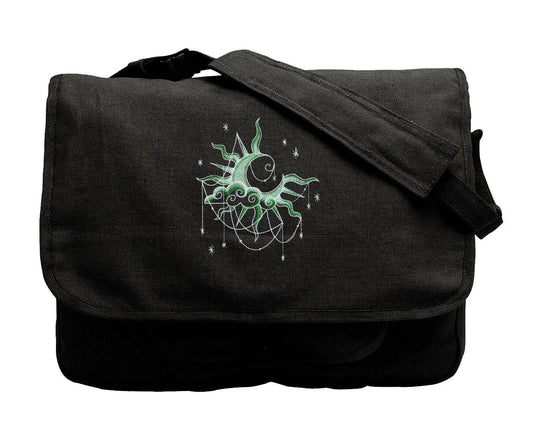Dreamscape Glow Eclipse Embroidered Canvas Messenger Bag