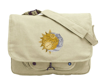 Clockwork Heavens Embroidered Canvas Messenger Bag