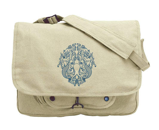 Creatures of the Sea Embroidered Canvas Messenger Bag