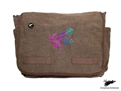 Tropical Dart Frog Embroidered Classic Canvas Messenger Bag