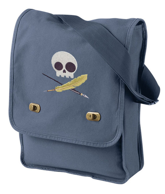 Skully Writer Embroidered Canvas Field Bag