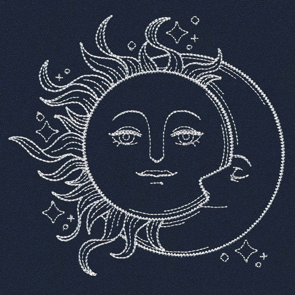 Vintage Celestial - Sun and Moon Embroidered Canvas Field Bag