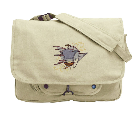 Steam Motifs - Airship Embroidered Canvas Messenger Bag