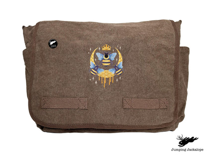 Queen Beehive Embroidered Messenger Bag