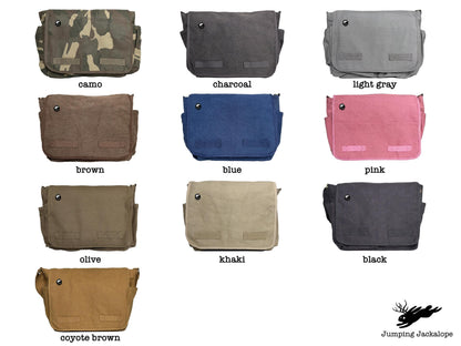 Woodland Storytime Book Embroidered Classic Canvas Messenger Bag