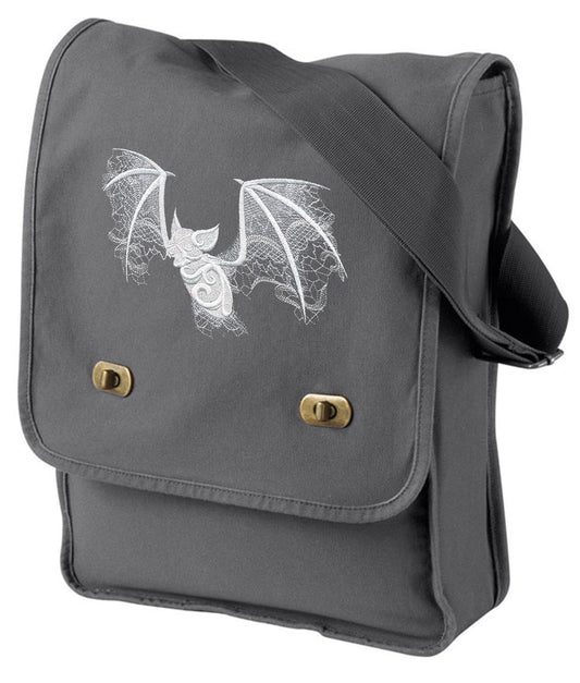 Ghost Baroque - Bat Embroidered Canvas Field Bag