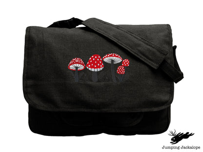 Morel of the Story - Mushroom Embroidered Canvas Messenger Bag