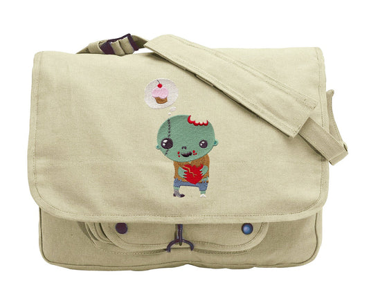Sweet Zombie Embroidered Canvas Messenger Bag