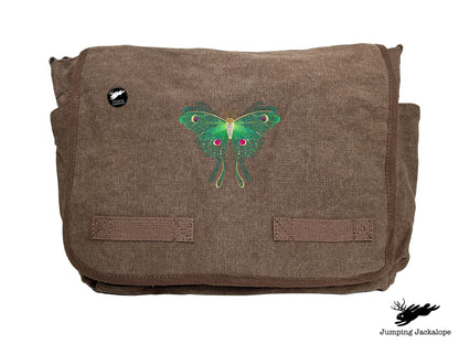 Sheer Illusions Luna Moth Embroidered Messenger Bag