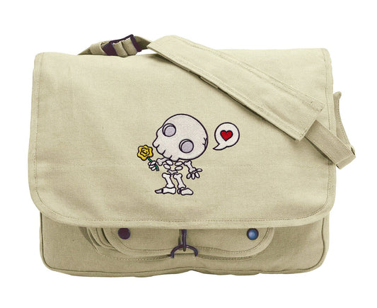 Chibi Muertos Embroidered Canvas Messenger Bag