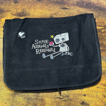 Some Assembly Required Embroidered Canvas Messenger Bag