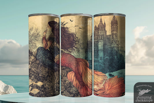 Castle Dreams Mermaid Tumbler – 20oz Whimsical Ocean Fantasy Drinkware | Fairytale Sea Gift