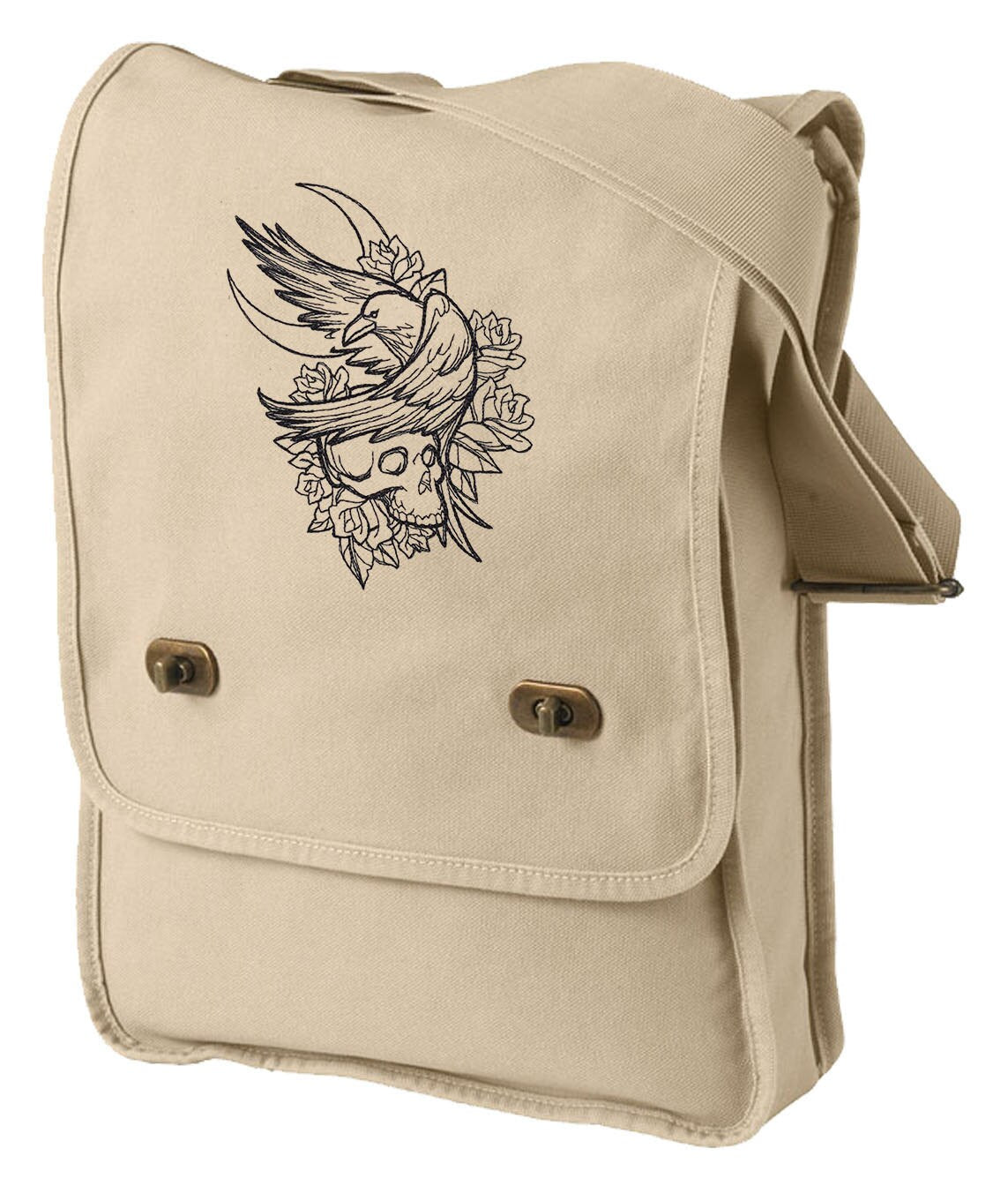 Once Upon a Midnight Embroidered Canvas Field Bag