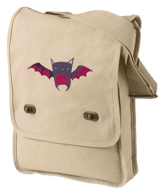 Baby Bat Embroidered Canvas Field Bag
