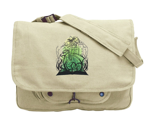 Literary Magic - Fantasy Bag, Book Messenger Bag, Book Love Canvas Bag, Fantasy Book Embroidered Canvas Messenger Bag