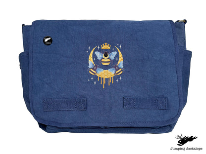 Queen Beehive Embroidered Messenger Bag