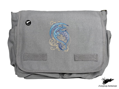 Dragon Spirals Embroidered Classic Canvas Messenger Bag