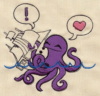 Octopus Hugs Embroidered Canvas Messenger Bag