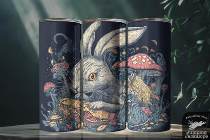 Alice & the White Rabbit Tumbler – 20oz Gothic Wonderland Scene | Sublimated Fantasy Cup | Customizable Fairytale Gift