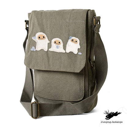 Abominable Snowball Fight, Abominable Snowman, Yeti Embroidered Canvas Tech, Tablet, iPad, Kindle, Fire, Camera Bag