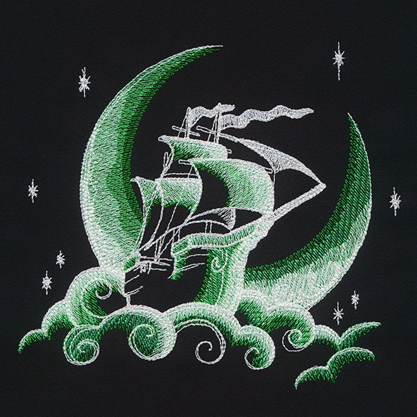Dreamscape Glow - Dream Ship Embroidered Canvas Messenger Bag