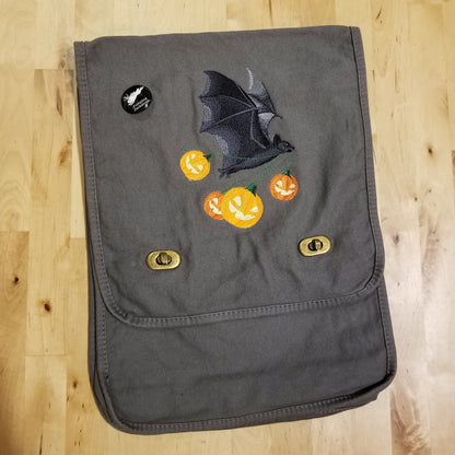 Flying Bat with Jack-o-Lanterns Embroidered Canvas Field Bag