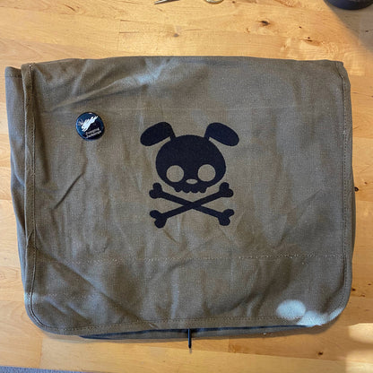 Punk Pup Embroidered Canvas Messenger Bag