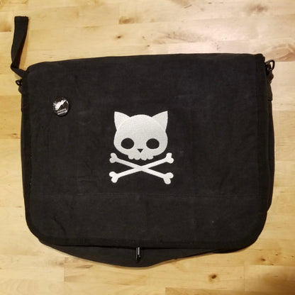Punk Kitty Embroidered Canvas Messenger Bag