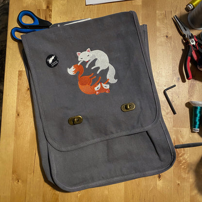 Infinite Foxes Embroidered Canvas Field Bag