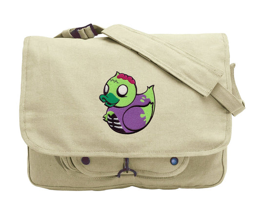 Zombie Duckie Embroidered Canvas Messenger Bag
