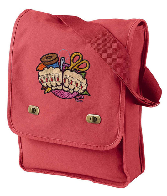 Handmade Tattoo Embroidered Canvas Field Bag