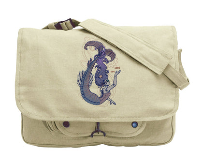 Mechanica Aquatica - Mermaid Embroidered Canvas Messenger Bag