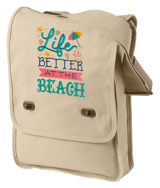 Life is Better at the Beach Embroidered Canvas Field