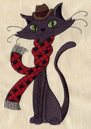 Hip Cat Embroidered Canvas Messenger Bag