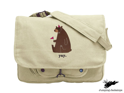 Party Bear Embroidered Canvas Messenger Bag