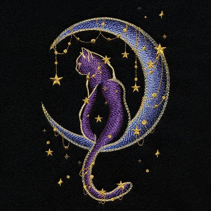 Under the Stars Kitty Embroidered Canvas Messenger Bag,  Cat Bag, Cat Moon Bag