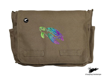 Spectrums of the Ocean Sea Turtle Embroidered Messenger Bag