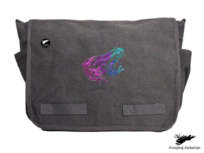 Tropical Dart Frog Embroidered Classic Canvas Messenger Bag