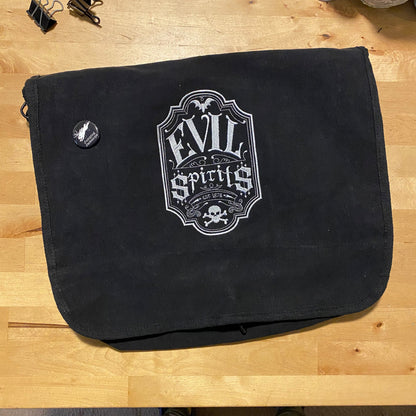 Evil Spirits Apothecary Label Embroidered Canvas Messenger Bag