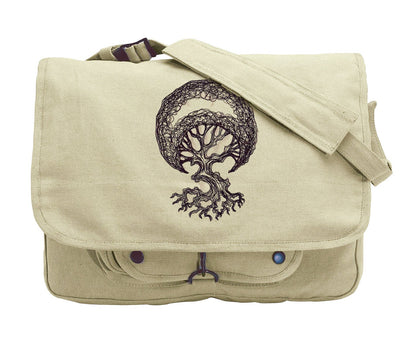 Moon Tree Embroidered Canvas Messenger Bag