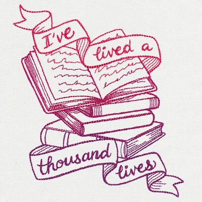 I've Lived a Thousand Lives Bag, Book Messenger Bag, Book Love Canvas Bag, Booked Up - Bibliophile Embroidered Canvas Messenger Bag